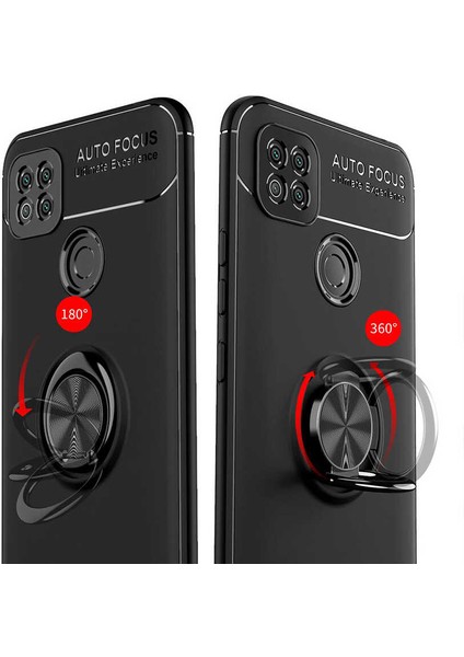 - Xiaomi Redmi 9C - Kılıf Yüzüklü Karbon Ravel Silikon Kapak - Siyah-Rose Gold indirimleri