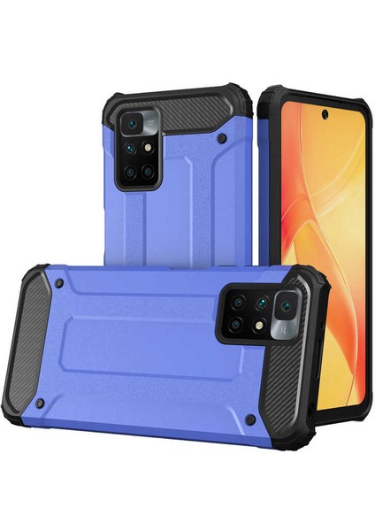 - Xiaomi Redmi 10 - Kılıf Çift Katman Zırh Tank Crash Military Kapak - Mavi - T19543
