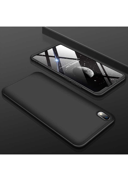 - Xiaomi Redmi 7A - Kılıf Parmak izi Yapmayan 3 Parça Ays Kapak - Siyah - T11031