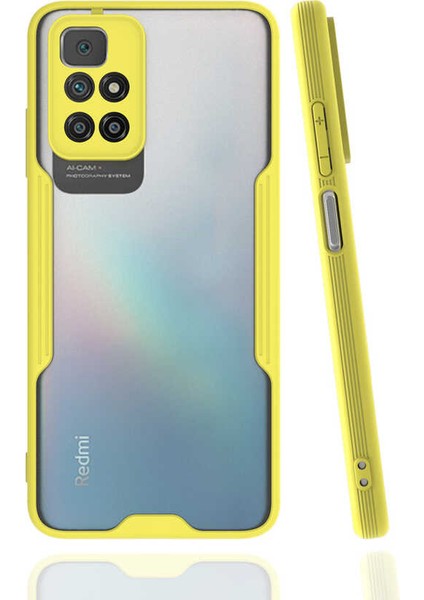 - Xiaomi Redmi 10 - Kılıf Kenarı Renkli Arkası Şeffaf Parfe Kapak - Sarı - T20108