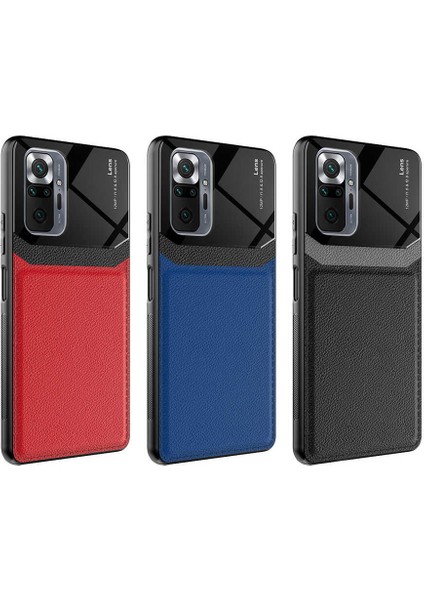 - Xiaomi Redmi Note 10 Pro - Kılıf ​deri Görünümlü Parlak Mika Tasarımlı Emiks Kapak