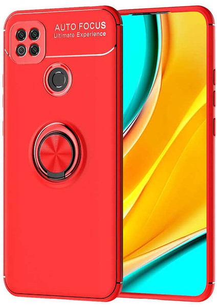 - Xiaomi Redmi 9C - Kılıf Yüzüklü Karbon Ravel Silikon Kapak - Kırmızı - T14466