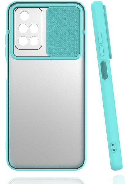 - Xiaomi Redmi 10 - Kılıf Slayt Sürgülü Arkası Buzlu Lensi Kapak - Turkuaz - T19682