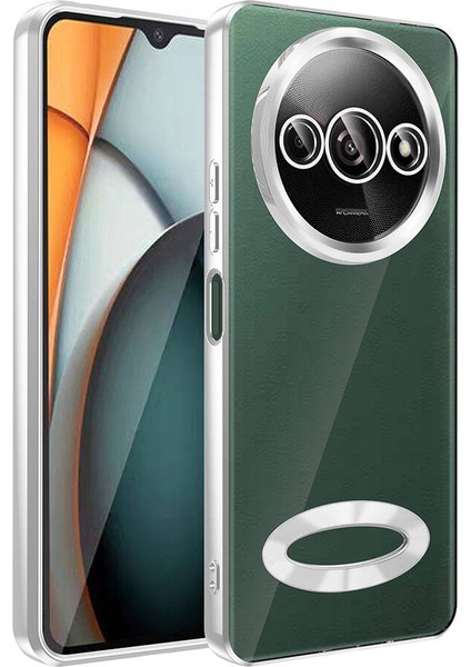 - Xiaomi Redmi A3 4G 2024 - Kılıf Kamera Korumalı Logo Gösteren Omega Kapak - Gümüş - T32575