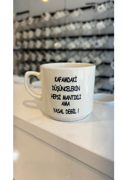 Kafamdaki Düşüncelerin Hepsi Baskılı Nescafe Küçük Kupa Bardak,
