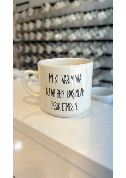 Iyiki Varım Allah Başımdan Baskılı Nescafe Kupa Bardak ,