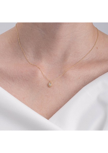 Altın Kolye - 0.50 Karat Signity (Zirkon) Taşlı Sade Minimal Tasarım 14 Ayar Altın Kolye fırsatları