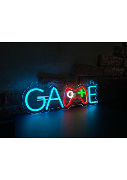 'Game' Işıklı Neon Led Dekoratif Duvar Yazısı Tabelası (41x13cm)