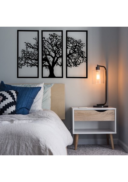 3 Parça Hayat Ağacı Duvar Dekoru, Barışın, Bereketin, Bilimin, Hikmetin, Kudretin, Sonsuzluğun Sembolü Life Tree Duvar Süsü