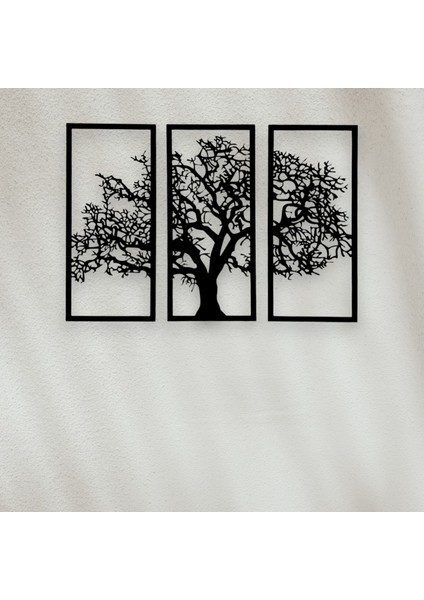 3 Parça Hayat Ağacı Duvar Dekoru, Barışın, Bereketin, Bilimin, Hikmetin, Kudretin, Sonsuzluğun Sembolü Life Tree Duvar Süsü