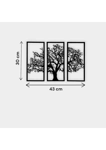 3 Parça Hayat Ağacı Duvar Dekoru, Barışın, Bereketin, Bilimin, Hikmetin, Kudretin, Sonsuzluğun Sembolü Life Tree Duvar Süsü