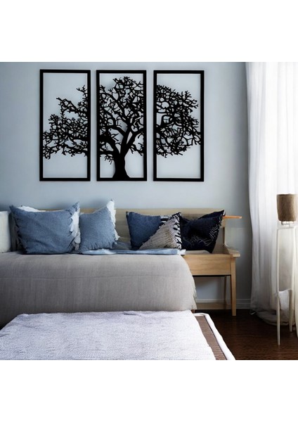3 Parça Hayat Ağacı Duvar Dekoru, Barışın, Bereketin, Bilimin, Hikmetin, Kudretin, Sonsuzluğun Sembolü Life Tree Duvar Süsü