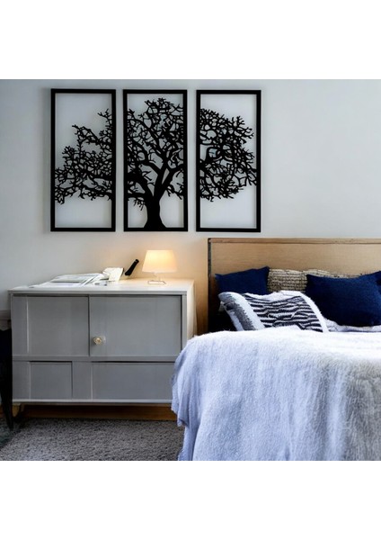 3 Parça Hayat Ağacı Duvar Dekoru, Barışın, Bereketin, Bilimin, Hikmetin, Kudretin, Sonsuzluğun Sembolü Life Tree Duvar Süsü