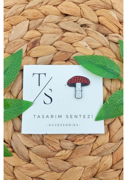 Rozet Metal Broş Yaka Okul Çantası Kıyafet Şapka Takı Aksesuar Mantar Mushroom Amanita Rosette