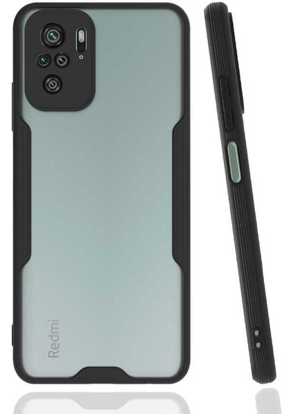 - Xiaomi Poco M5S - Kılıf Kenarı Renkli Arkası Şeffaf Parfe Kapak - Siyah - T24714