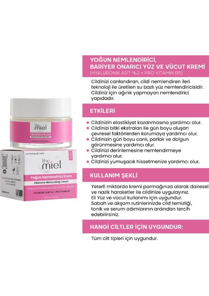 Yoğun Nemlendirici Su Bazlı Yüz Kremi (Hyaluronik Asit %2 + Pro Vitamin B5 )