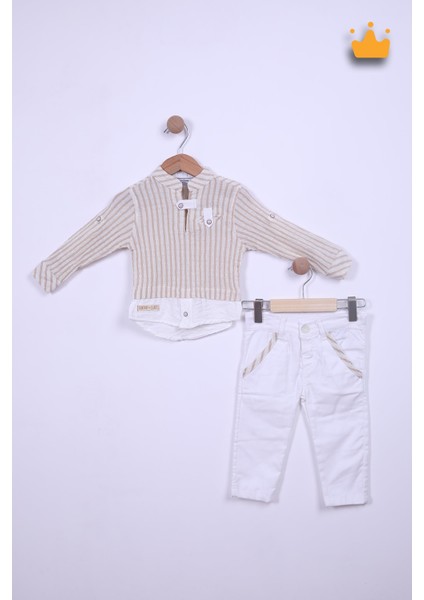Babyhola Gofre Kumaş Gömlek Pantolon Erkek Çocuk Takım 2126