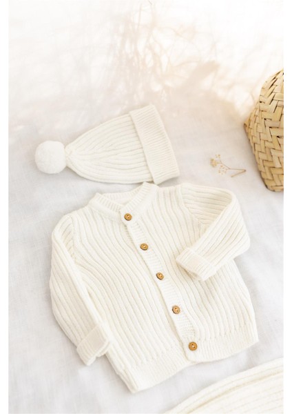 Triko Bereli Alt Üst Takım Bebek Set Ekru fiyatları