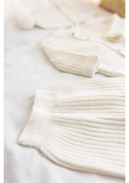 Triko Bereli Alt Üst Takım Bebek Set Ekru modelleri