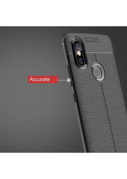 - Xiaomi Mi A2 Lite - Kılıf Deri Görünümlü Auto Focus Karbon Niss Silikon Kapak