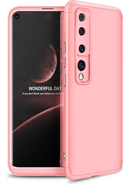 - Xiaomi Mi 10 - Kılıf Parmak izi Yapmayan 3 Parça Ays Kapak - Rose Gold - T13691