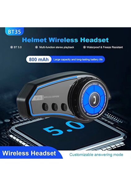 Bilişim Burada Bt35 Kask Kulaklık Bluetooth 5.0 Motosiklet Interkom Su Geçirmez Kablosuz Kulaklık