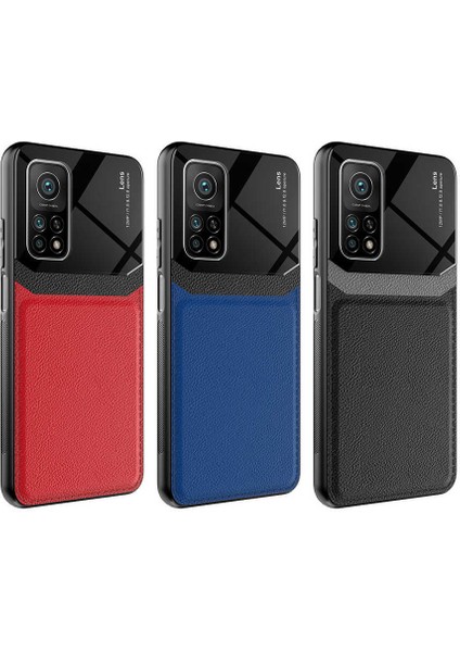 - Xiaomi Mi 10T 5g - Kılıf ​deri Görünümlü Parlak Mika Tasarımlı Emiks Kapak