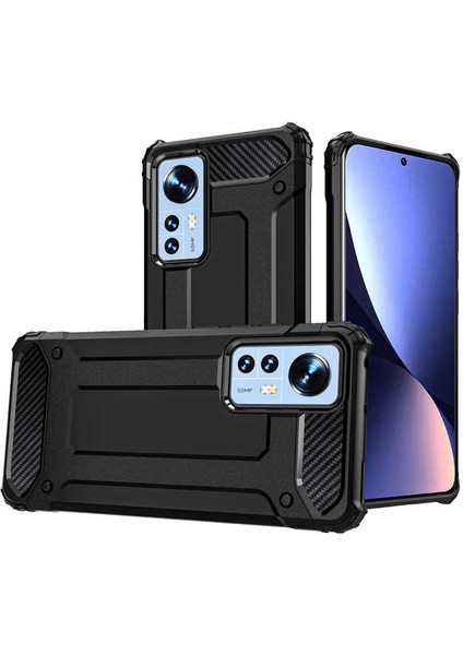 - Xiaomi Mi 12 - Kılıf Çift Katman Zırh Tank Crash Military Kapak - Siyah - T21903