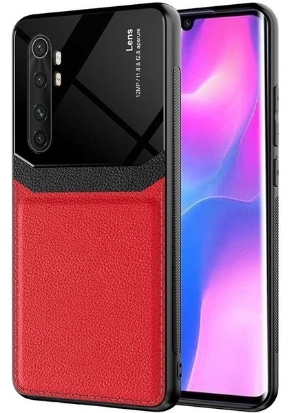 - Xiaomi Mi Note 10 Lite - Kılıf Deri Görünümlü Parlak Mika Tasarımlı Emiks Kapak - Kırmızı - T17587 fiyatları