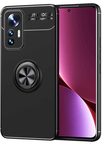 - Xiaomi Mi 12 Lite - Kılıf Yüzüklü Karbon Ravel Silikon Kapak - Siyah - T24775