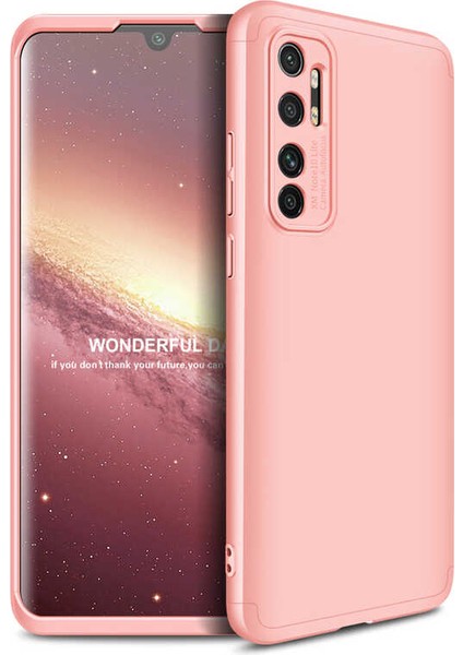 - Xiaomi Mi Note 10 Lite - Kılıf Parmak izi Yapmayan 3 Parça Ays Kapak - Rose Gold - T14081