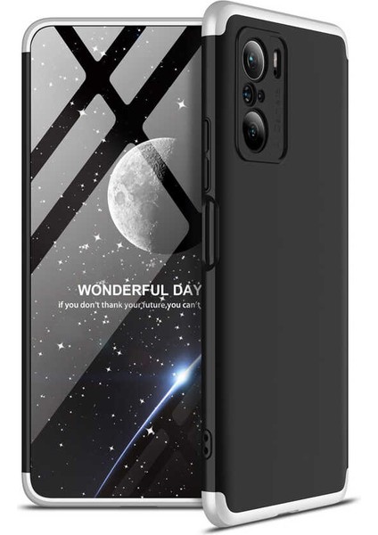 - Xiaomi Poco F3 - Kılıf Parmak izi Yapmayan 3 Parça Ays Kapak - Siyah-Gri - T17310