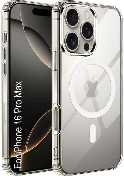 iPhone 16 Pro Max Magsafe Özellikli Manyetik Şeffaf Silikon Kılıf