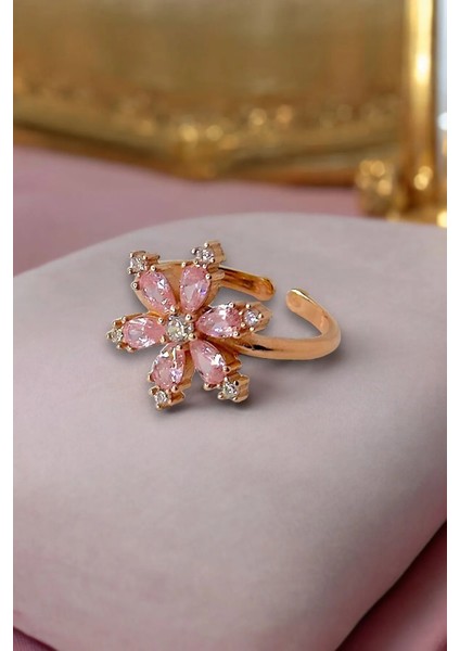 925 Ayar Gümüş Lotus Çiçeği Ayarlanabilir Yüzük (Özel Kutulu)