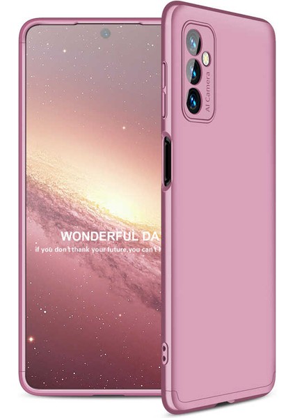 - Samsung Galaxy M52 - Kılıf Parmak izi Yapmayan 3 Parça Ays Kapak - Rose Gold - T19678