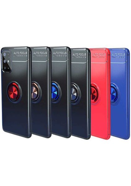- Samsung Galaxy S20 Plus - Kılıf Yüzüklü Karbon Ravel Silikon Kapak - Siyah-Kırmızı