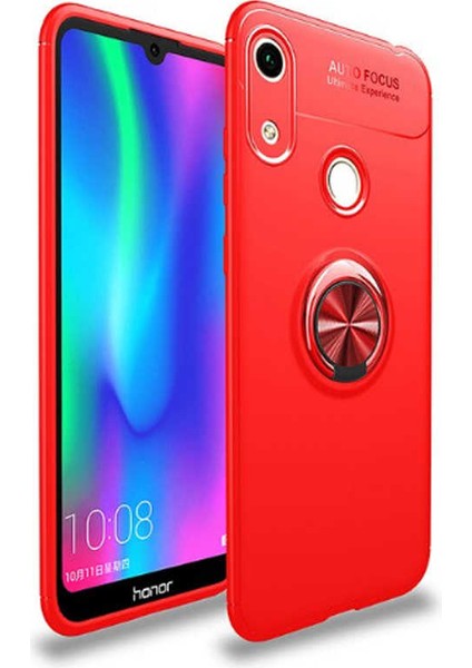 - Huawei Y6S 2019 - Kılıf Yüzüklü Karbon Ravel Silikon Kapak - Siyah-Kırmızı