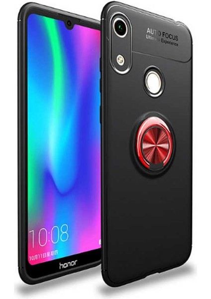 - Huawei Y6S 2019 - Kılıf Yüzüklü Karbon Ravel Silikon Kapak - Siyah-Kırmızı