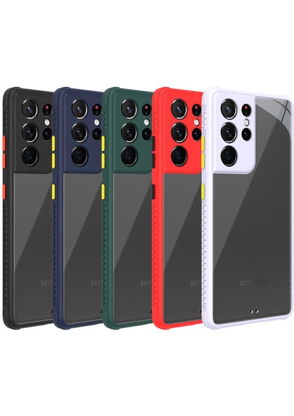 - Samsung Galaxy S21 Ultra - Kılıf ​​Arkası Şeffaf Sert Kaff Kapak - Mor - T16609 modelleri