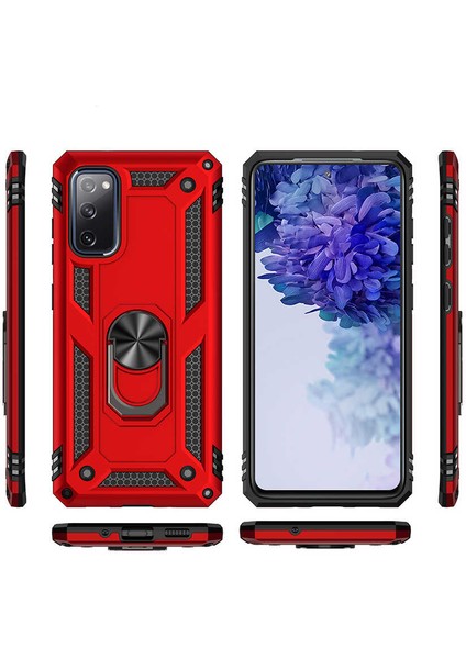 - Samsung Galaxy S20 FE - Kılıf Yüzüklü Zırh Tank Vega Kapak - Kırmızı - T15604 fırsatları