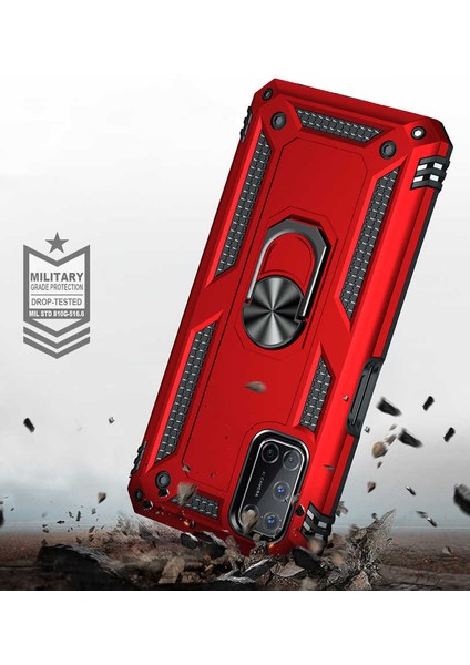- Oppo A92 - Kılıf Yüzüklü Çift Katman Zırh Tank Vega Kapak