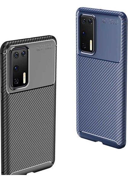 - Huawei P40 - Kılıf Auto Focus Karbon Negro Silikon Kapak - Lacivert - T12862 modelleri