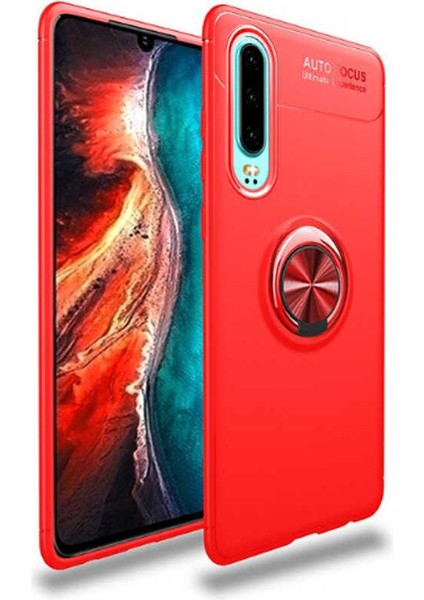 - Huawei P30 - Kılıf Yüzüklü Auto Focus Ravel Karbon Silikon Kapak