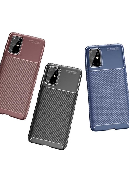 - Samsung Galaxy S20 Plus - Kılıf Auto Focus Karbon Negro Silikon Kapak - Kahverengi - T11775 modelleri