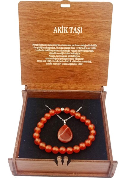 Özel Tasarım Kutusunda Doğaltaş Kolye ve Bileklik Seti fiyatları