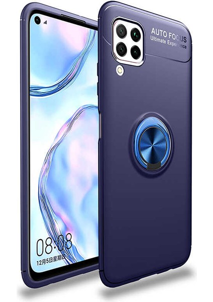 - Huawei P40 Lite - Kılıf Yüzüklü Karbon Ravel Silikon Kapak - Siyah-Mavi - T13473 fiyatları