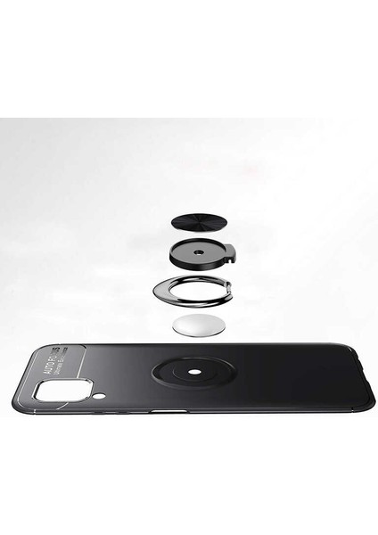 - Huawei P40 Lite - Kılıf Yüzüklü Karbon Ravel Silikon Kapak - Siyah-Mavi - T13473 modelleri