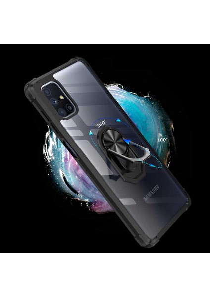 - Samsung Galaxy M51 - Kılıf Yüzüklü Arkası Şeffaf Koruyucu Mola Kapak - Lacivert - T15554 modelleri