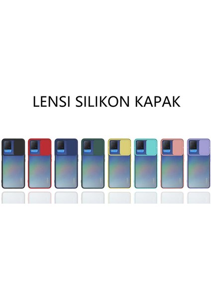 - Oppo A54 4G - Kılıf Slayt Sürgülü Arkası Buzlu Lensi Kapak - Lacivert