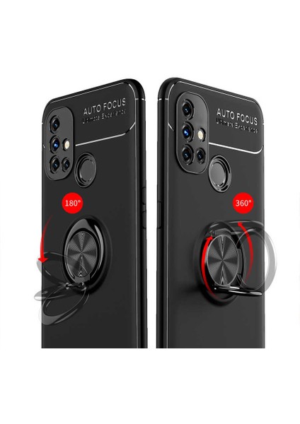 - One Plus Nord N10 5g - Kılıf Yüzüklü Auto Focus Ravel Karbon Silikon Kapak